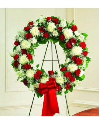 Serene Blessings Red & White Standing Wreath 